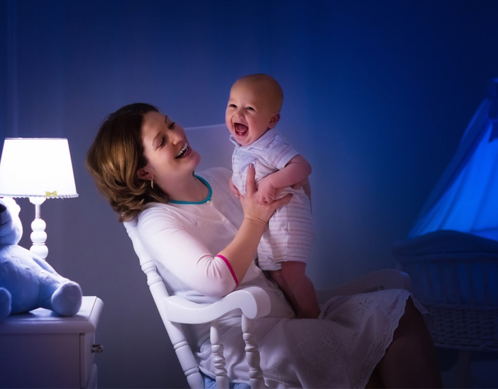 Mom and baby during a bedtime routine