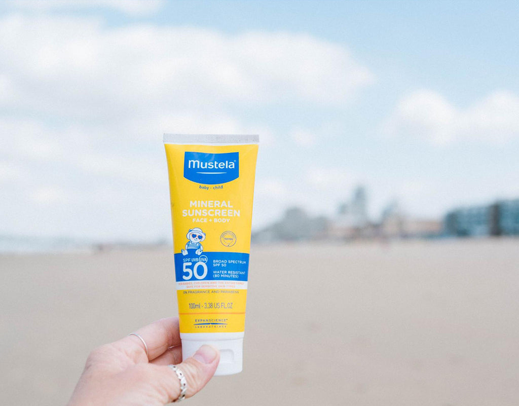 baby sunscreen at the beach
