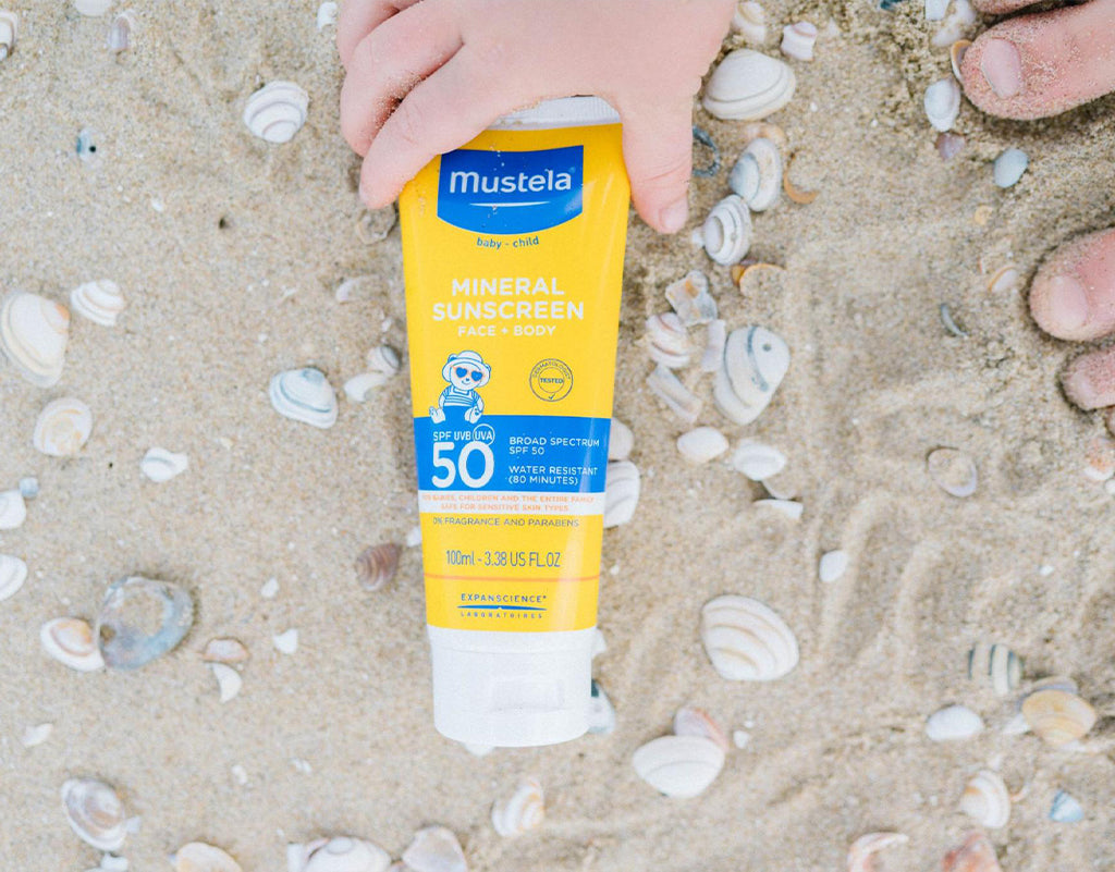 baby sunscreen at the beach