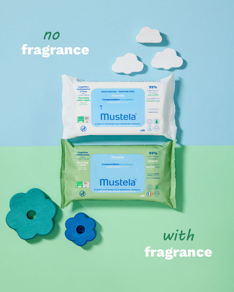 Mustela compostable wipes (fragranced and fragrance free)