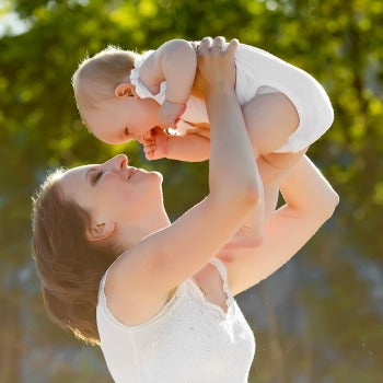 Happy mom and baby