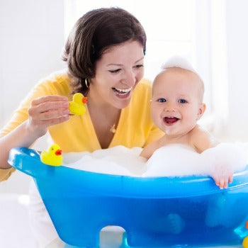 Washing your baby with a gentle cleanser to prevent eczema