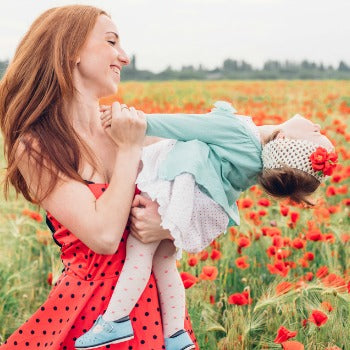 Mom and baby with eczema in the springtime