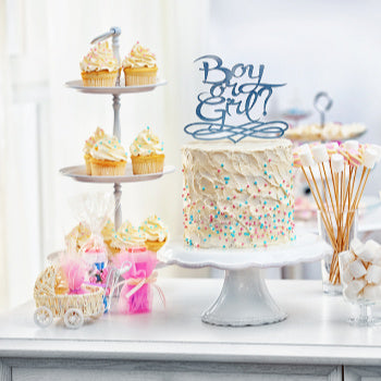 cake at gender reveal party