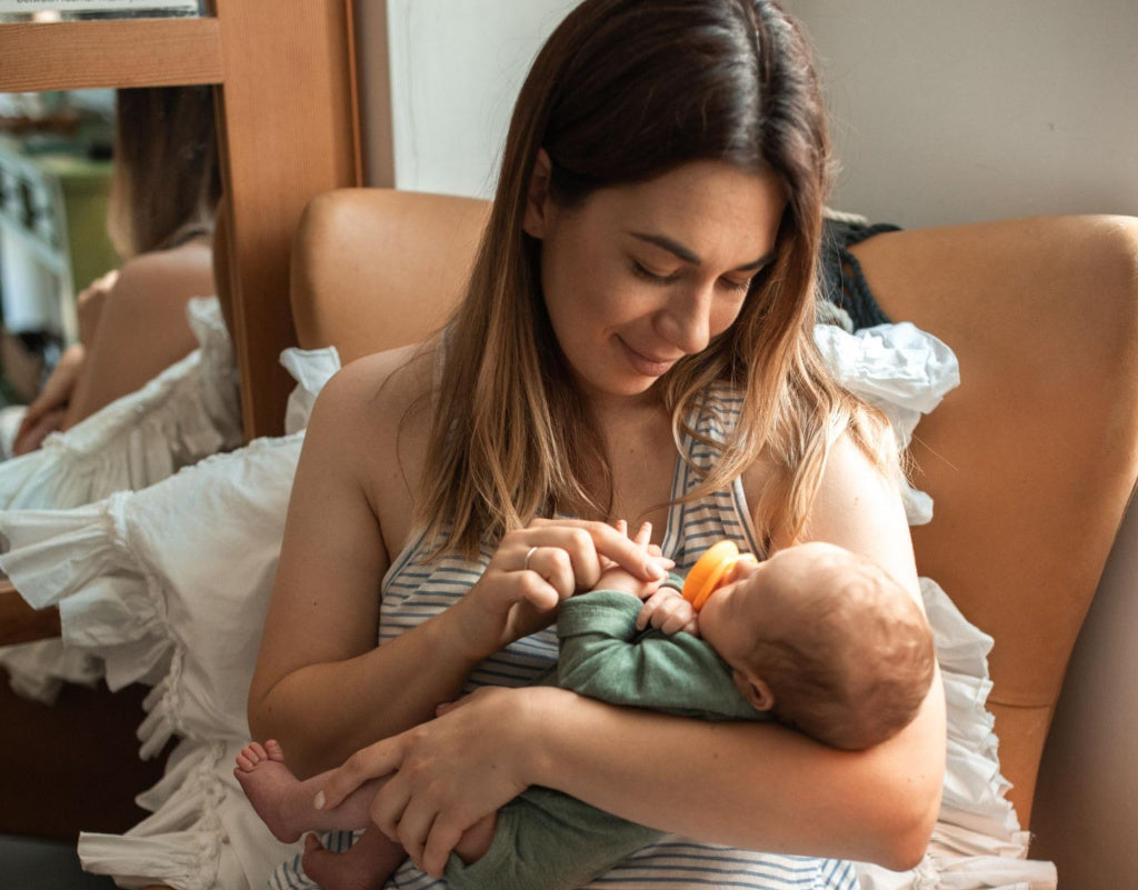 Mom holding baby