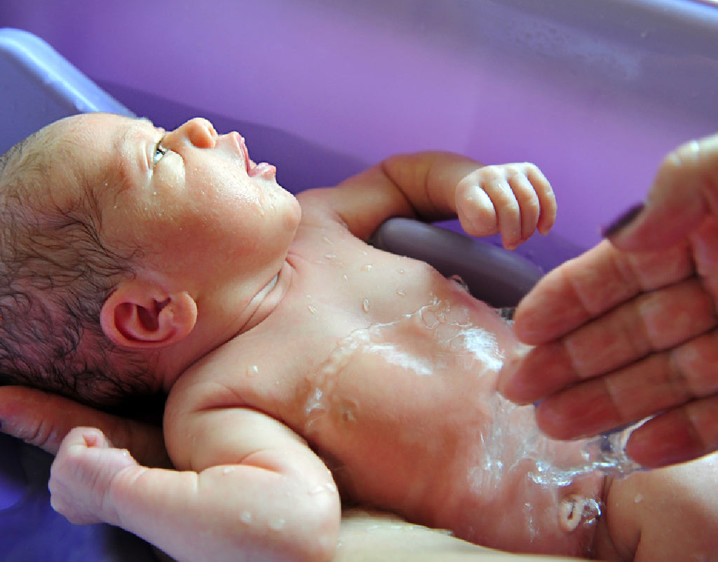 baby getting a bath