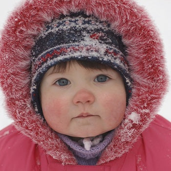 red cheeks baby in the cold