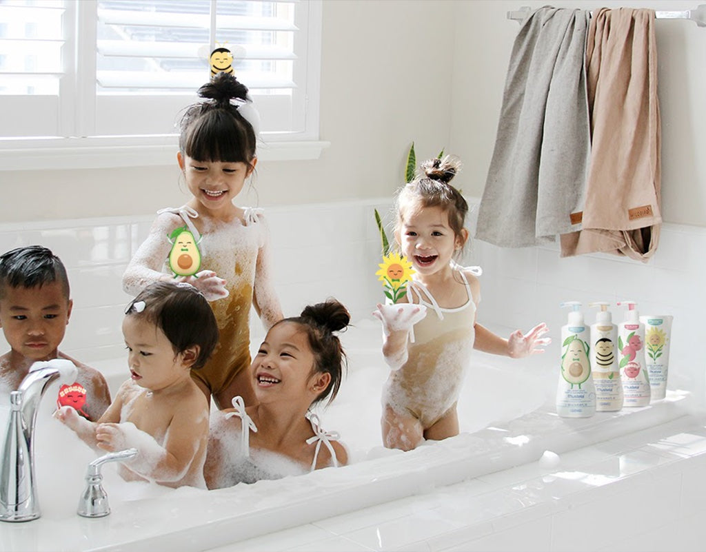 Family kids in a bubble bath