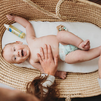 Mom with baby after treating his yeast diaper rash