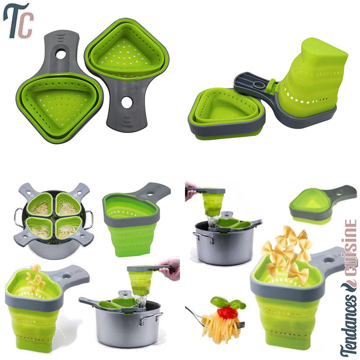 Démonstration d'utilisation des Mini Passoires de Cuisson Compactable - Pack de 2 en vente sur tendances-cuisine.fr