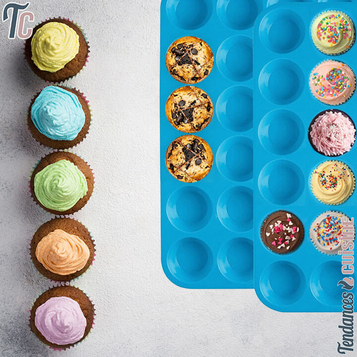 Moule Mini Muffins Cake en silicone 24 Trous - Tendances-cuisine.fr
