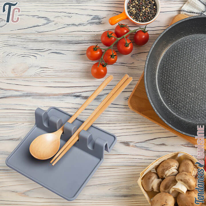 Repose-cuillère de cuisine en silicone,repose-cuillère en silicone |  Repose-tapis flexible résistant à la chaleur pour cuillère et fourchette 