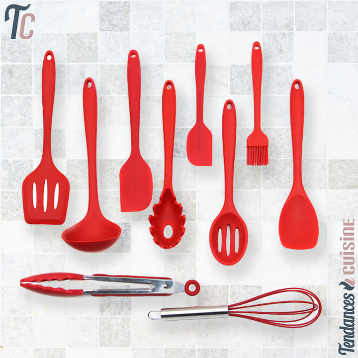 LOT DE 5 USENTIELES DE CUISINE EN SILICONE HAUTE QUALITE -TURQUOISE