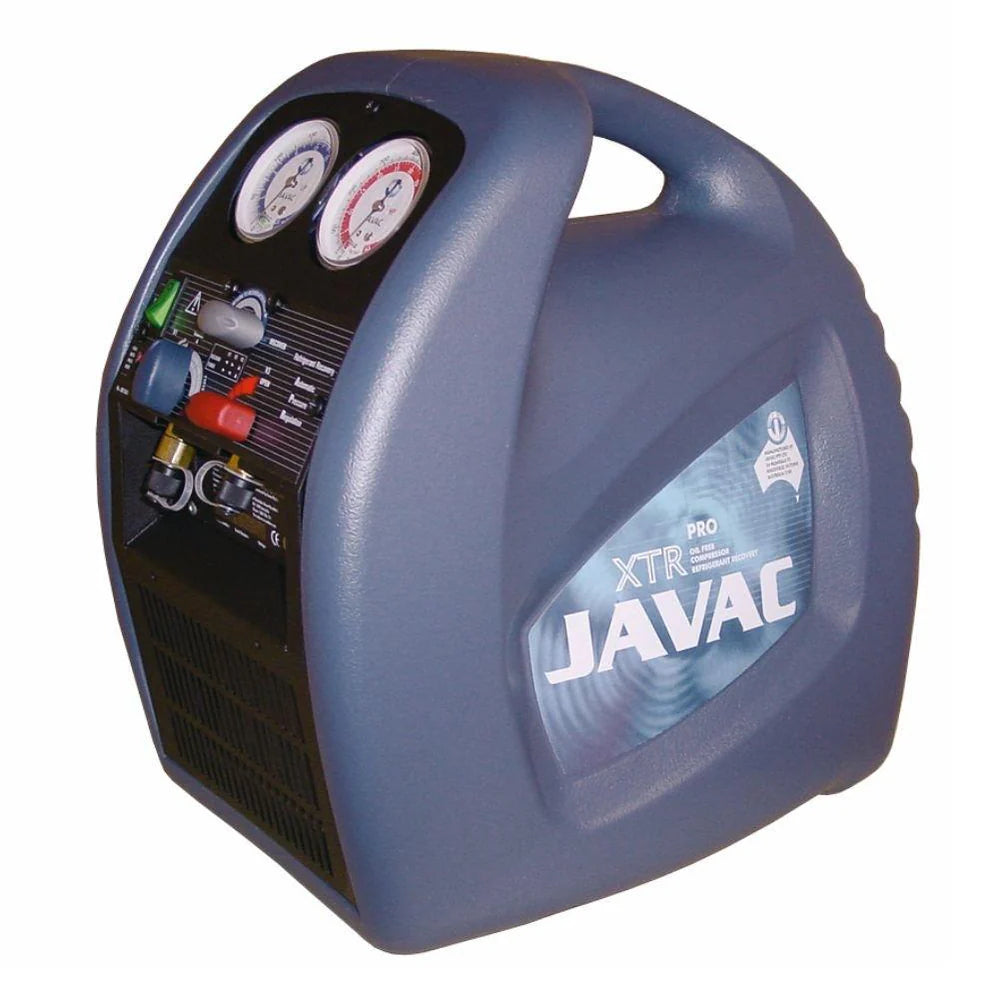 Javac XTR Pro portable refrigerant recovery machine for Australian HVAC technicians on site.