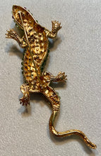 Load image into Gallery viewer, Peridot and Genuine Ruby Eyes Lizard Brooch
