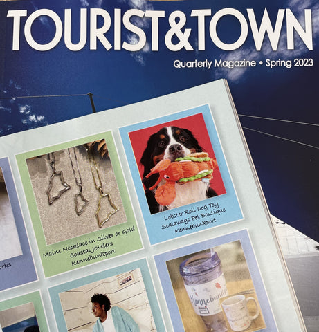 Scalawags' Lobster Roll Dog Toy Featured in Tourist & Town Magazine