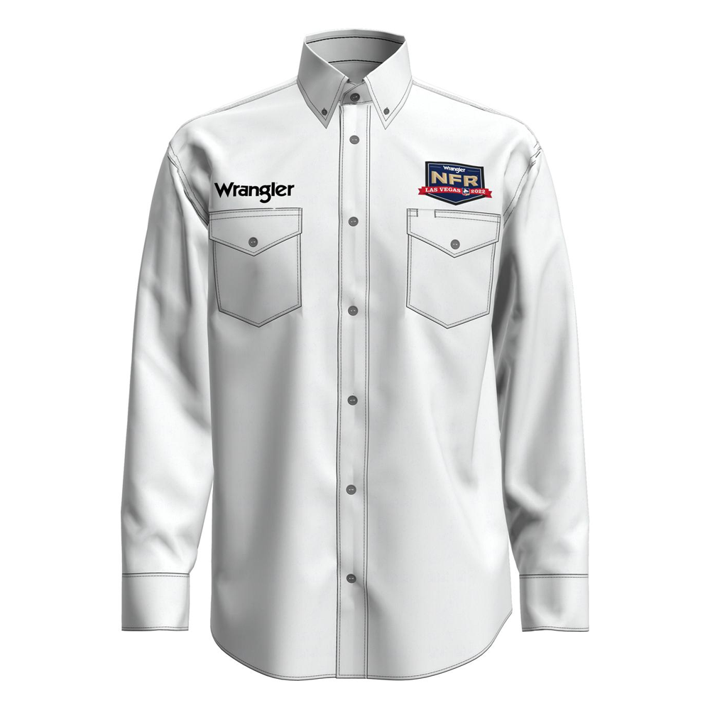112327942 Wrangler Men's Logo Long Sleeve Button Down Shirt - White | The  Wire Horse