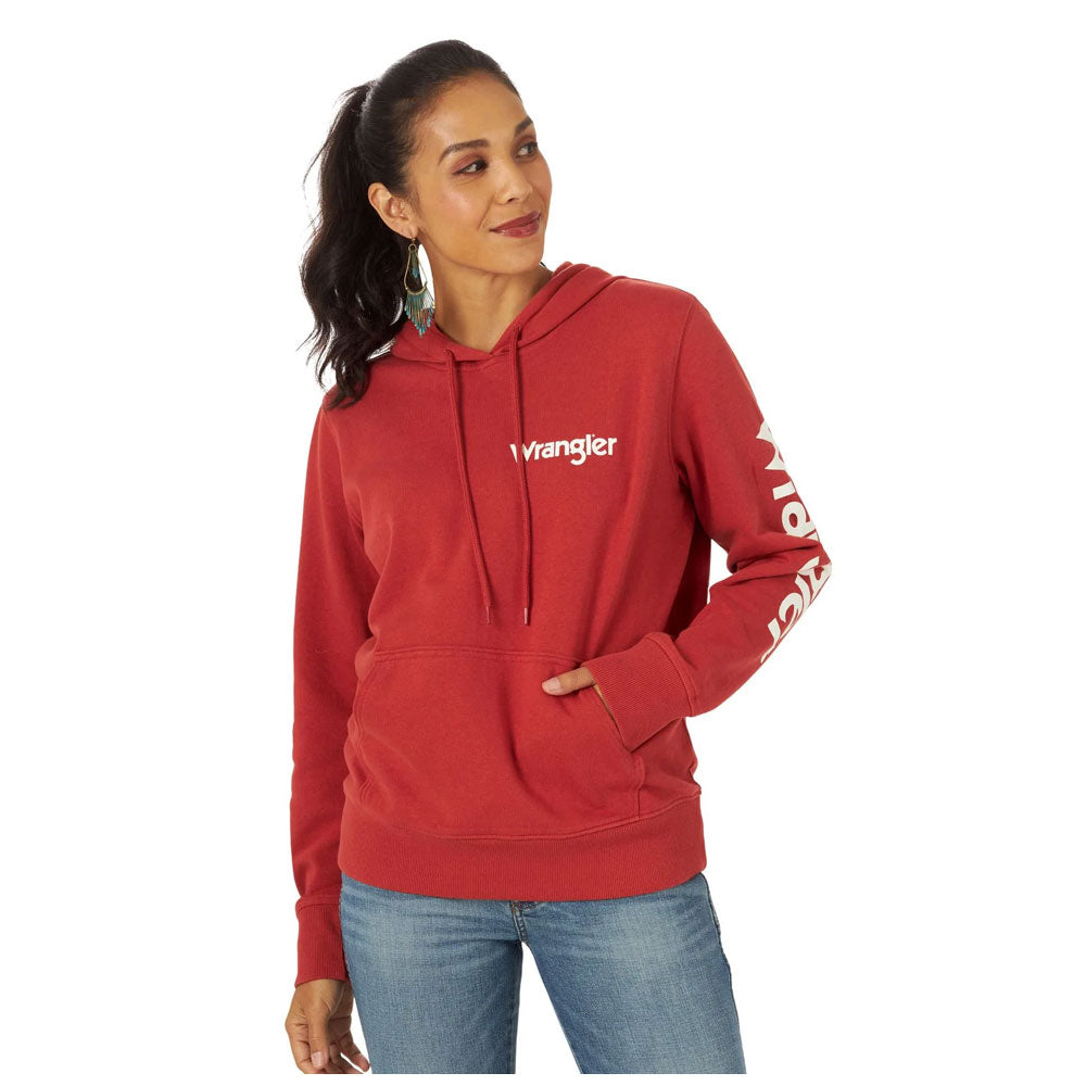 2317302 Wrangler Women's Wrangler Logo Hoodie- Rust | The Wire Horse