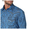 112324827 Wrangler Rock 47 Men's Long Sleeve Western Snap Shirt - Blue Paisley Print