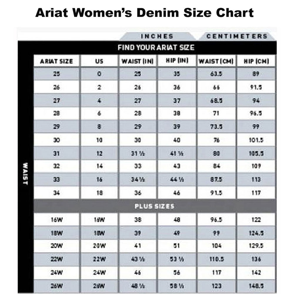 Ariat Jean Size Chart