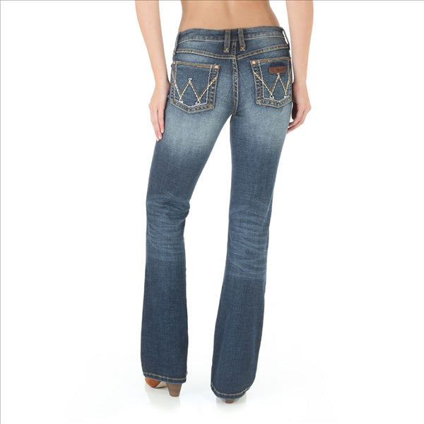 09MWZMS Wrangler Women's Retro Mae Jean Mid-Rise Boot Cut Dark Blue | The  Wire Horse