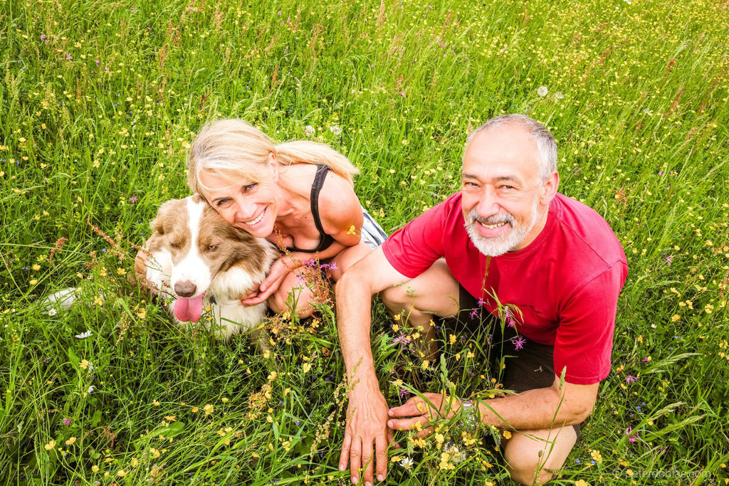 Good friends of Dr. Dobias and his dog Pax in a meadow