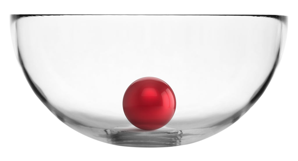 Crystal bowl with red ball inside it