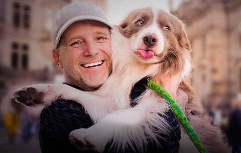 Dr. Dobias and his border collie Pax