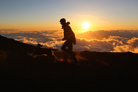 Walk in the sun on a mountain