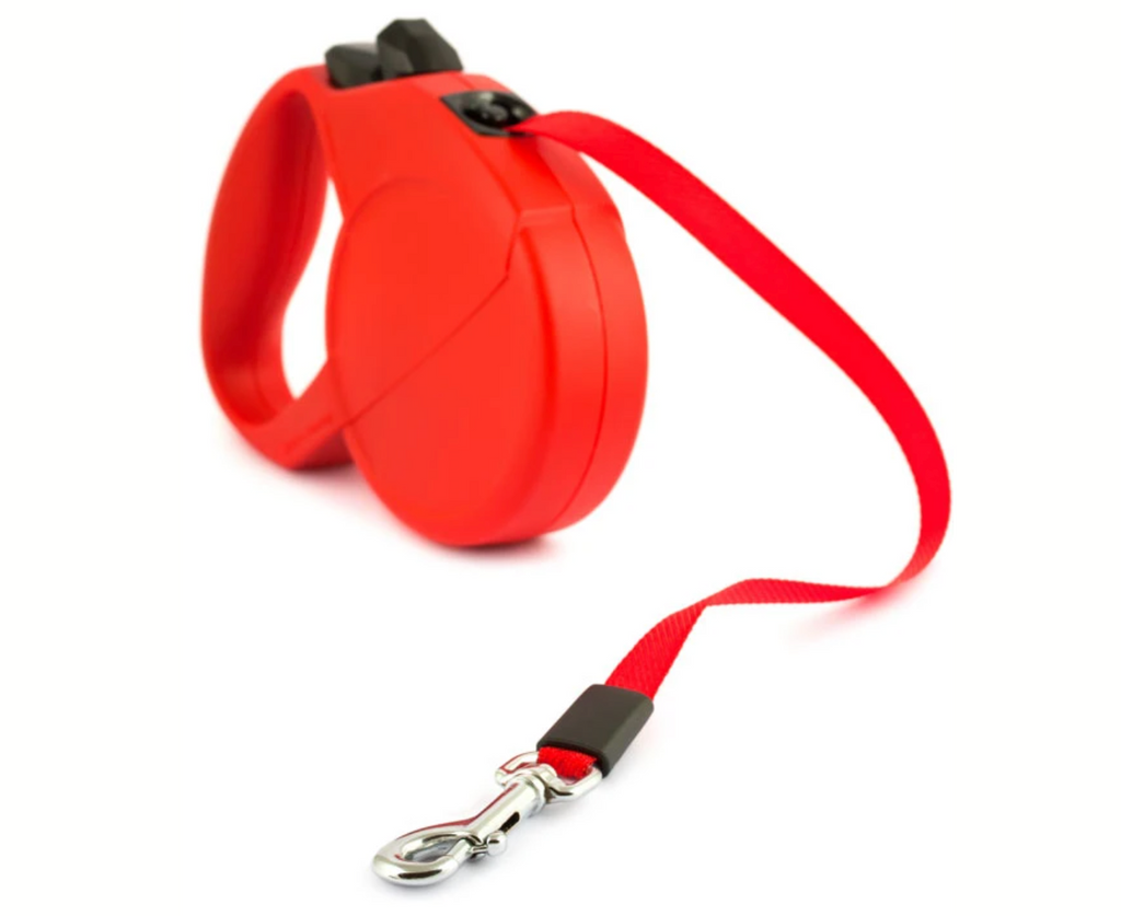 Red retractable leash