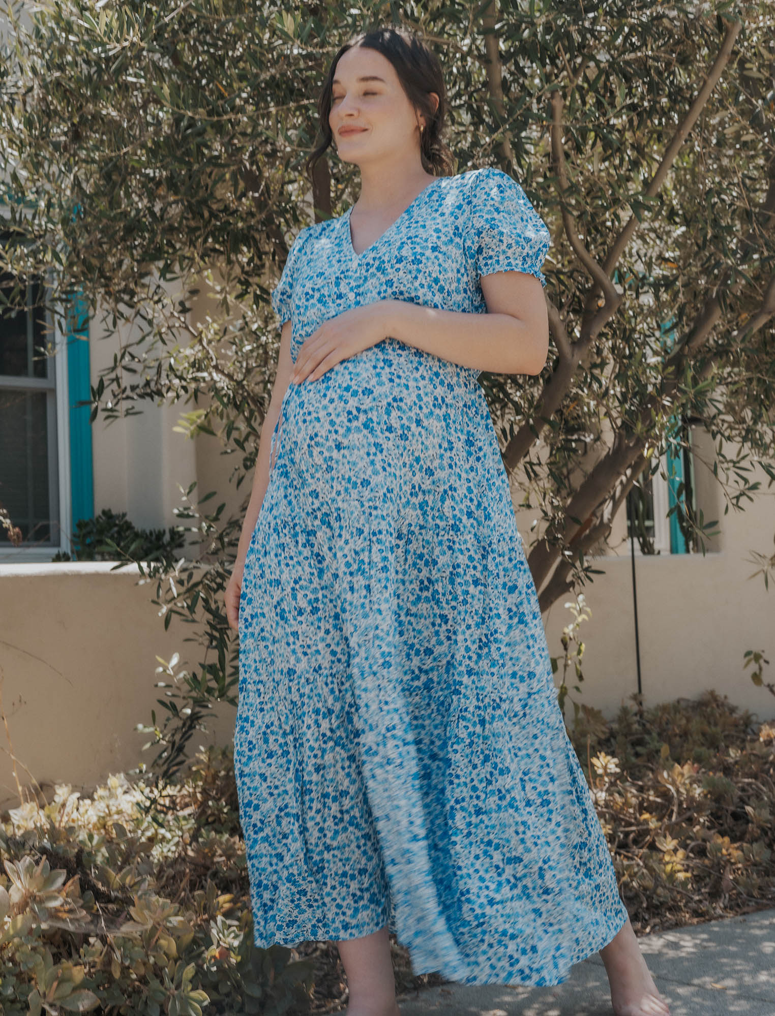 Image of Pietro Brunelli Bella Button Front Midi Maternity Dress