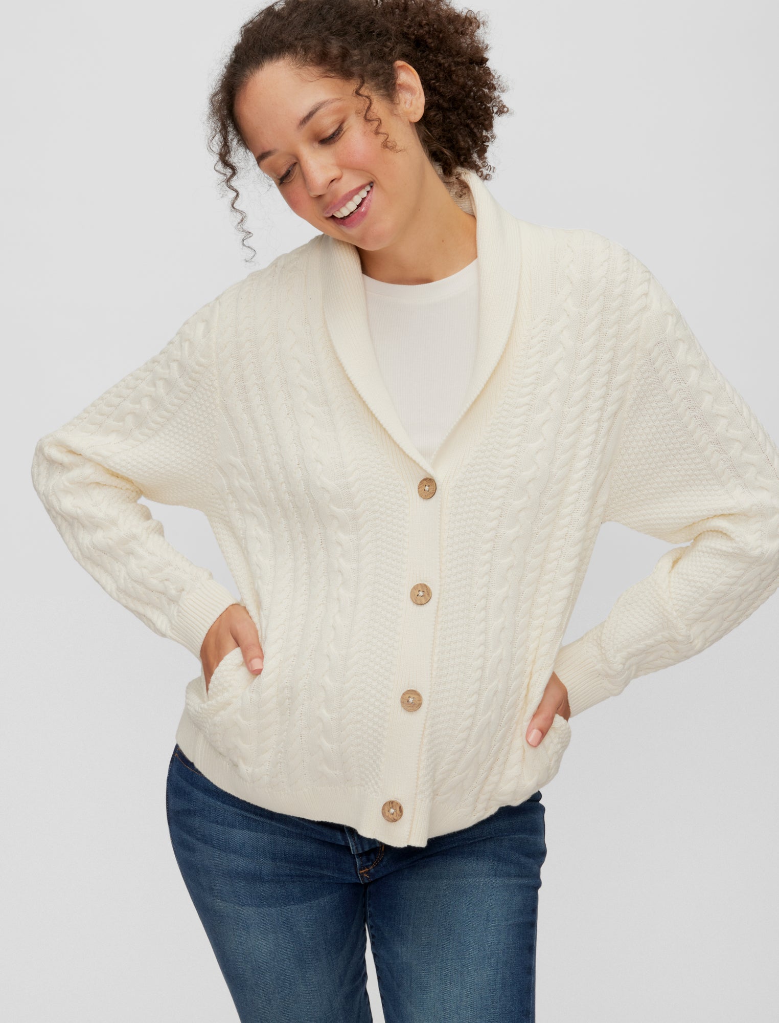 Image of Mama Cable Maternity Cardigan