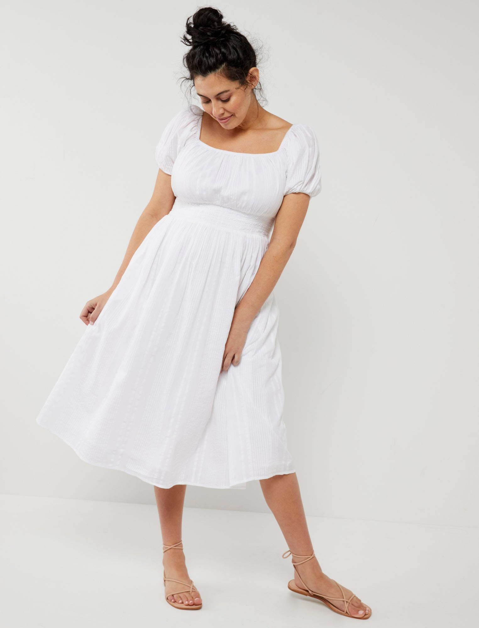 The Aurora Puff Sleeve Ribbed Maternity Nursing Dress - Uptown Boutique