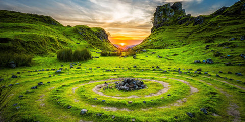 Green Field With Sunrise