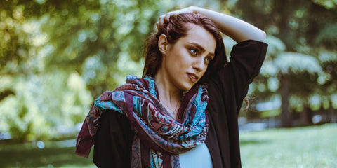 Woman Wearing Silk Scarf