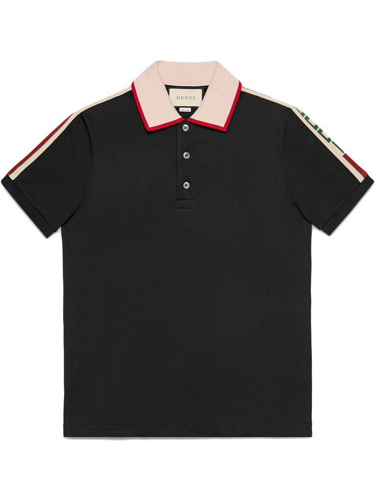 cotton polo with gucci stripe