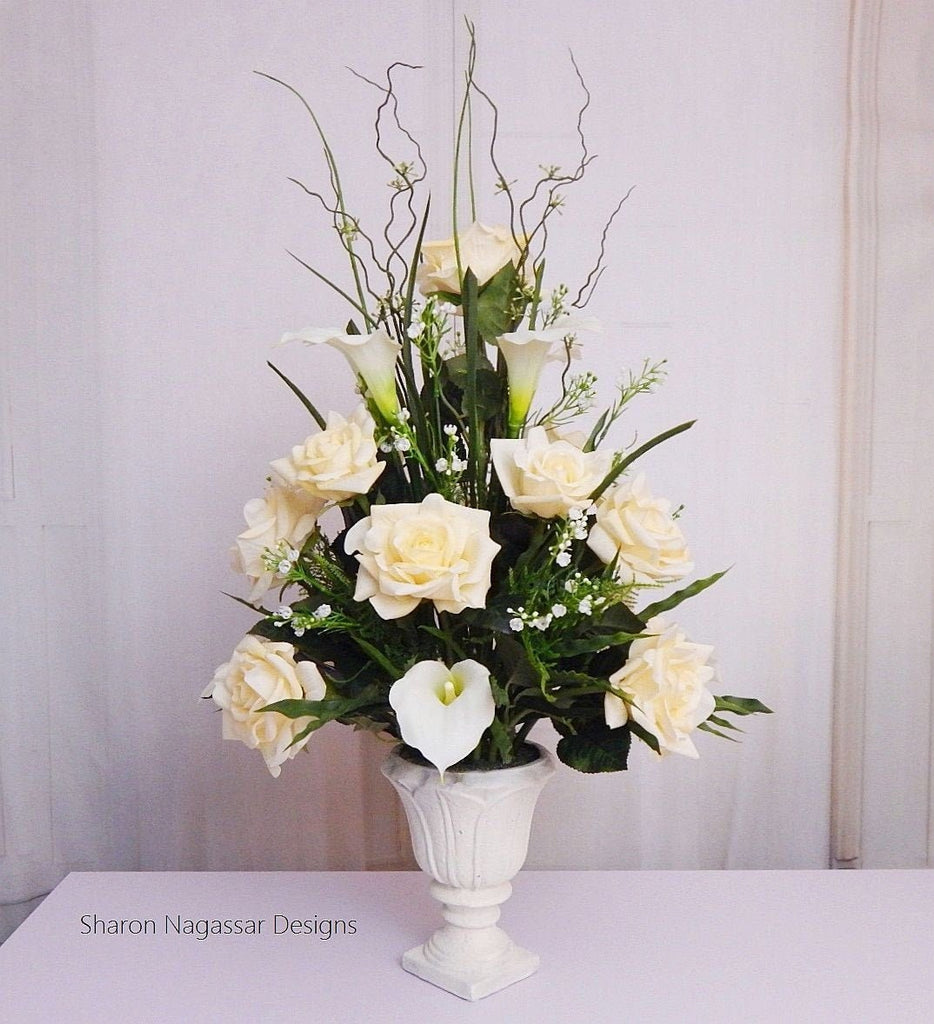 Silk flower arrangement, TALL, artificial, pussy willow, branches, gla –  Sharon Nagassar Designs