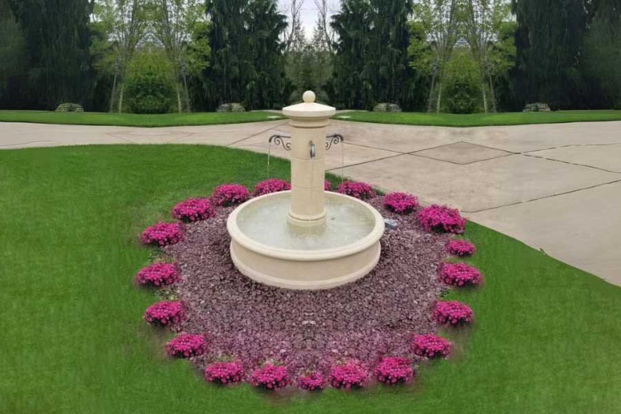 Avignon Fountain on grass in action