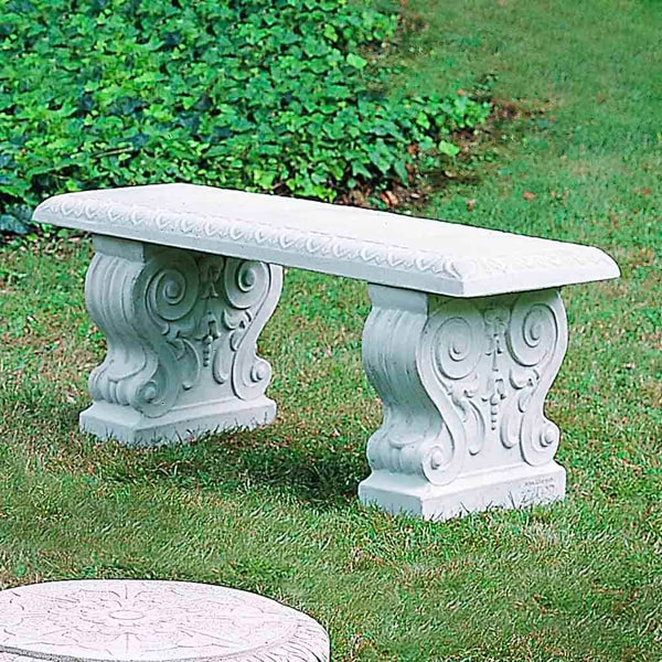 Campania International Traditional Straight Bench on grass in the backyard