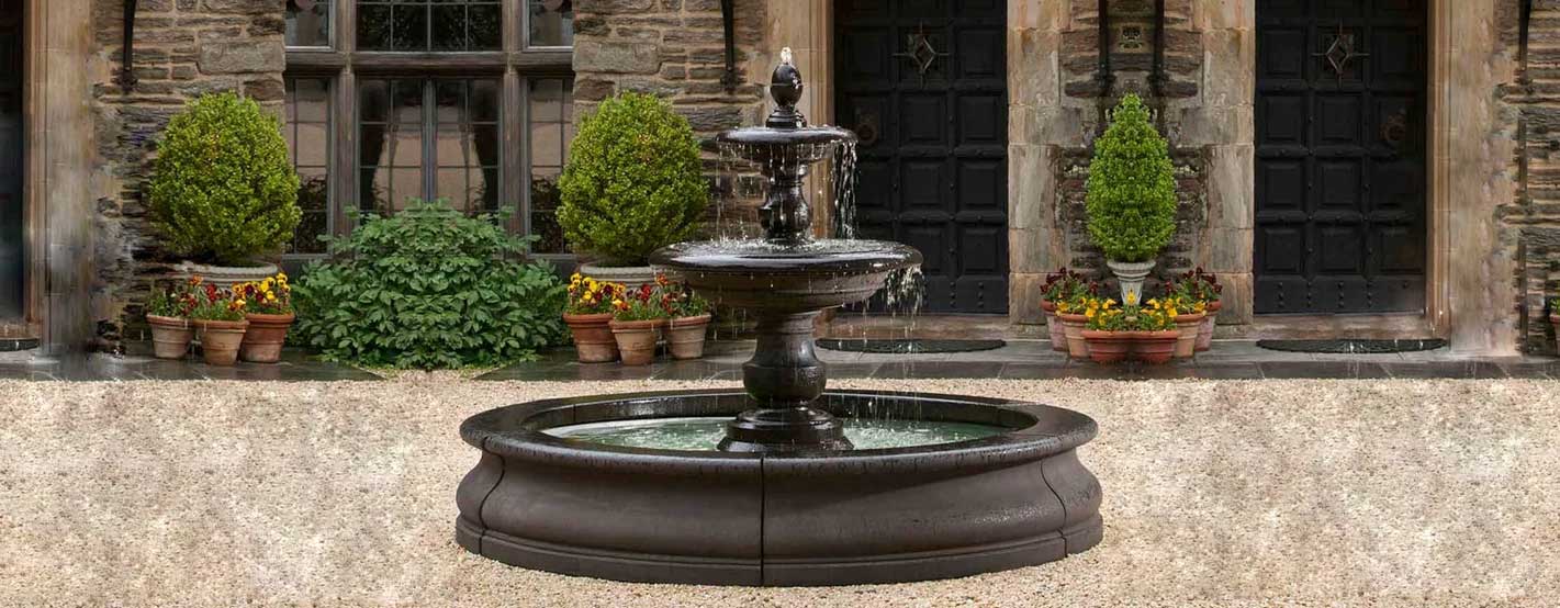 Caterina Fountain in Basin on gravel in house front