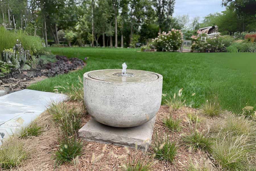 Echo Park Fountain on grass in action