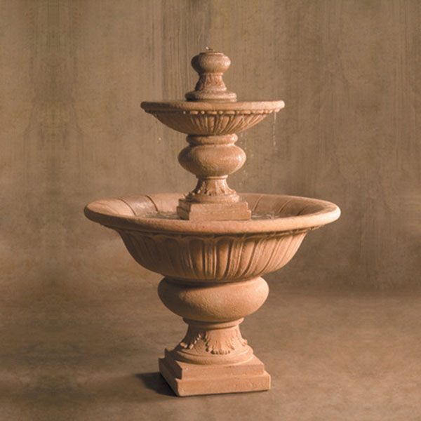 Fiore Stone Formal Garden Fountain, Large running against brown background