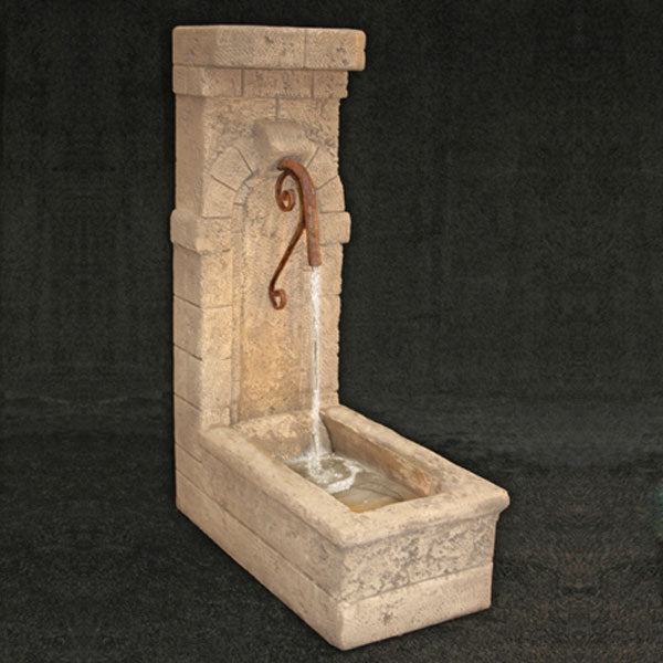 Fiore Stone Lucca Water Well Fountain running against gray background