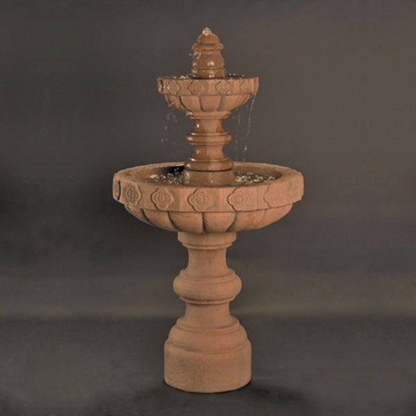 Fiore Stone Cylinder Rain Fountain with 24 basin running against black background