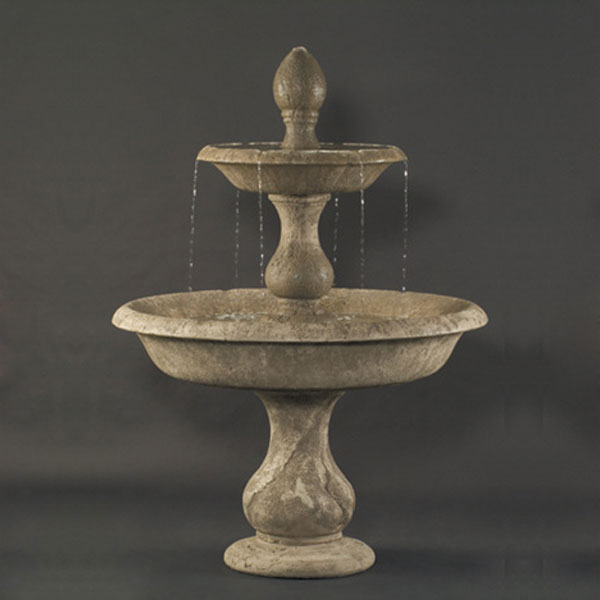 Fiore Stone Old Toscano Fountain running against gray background