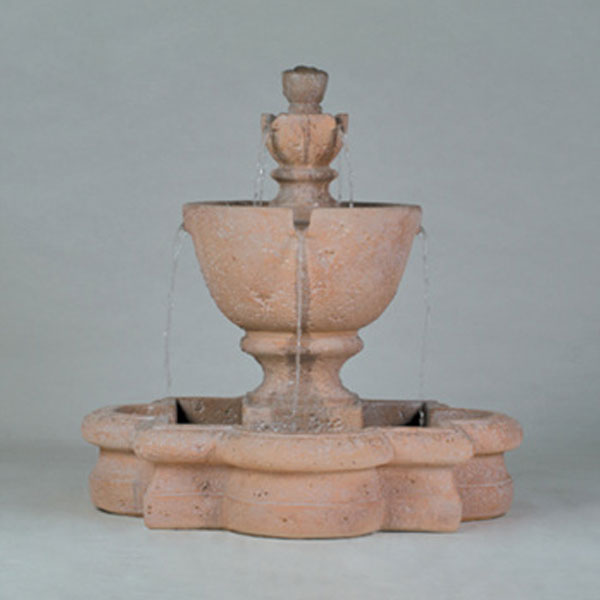 Fiore Stone Tuscany Garden Fountain running against gray background