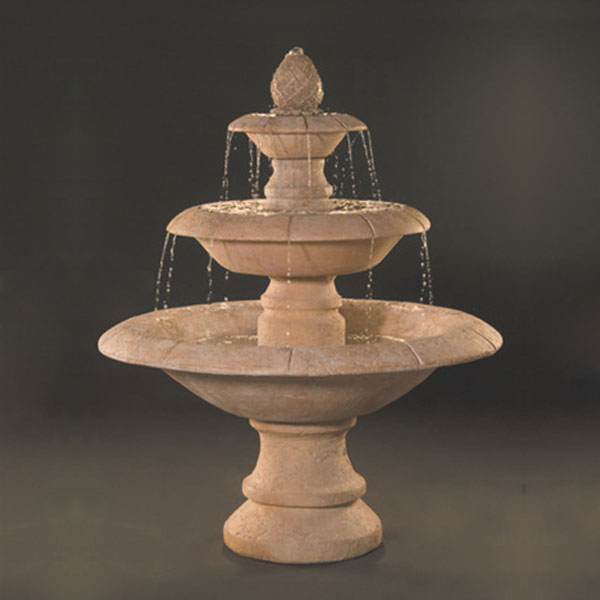 Fiore Stone Venetian 3 Tier Fountain running against gray background