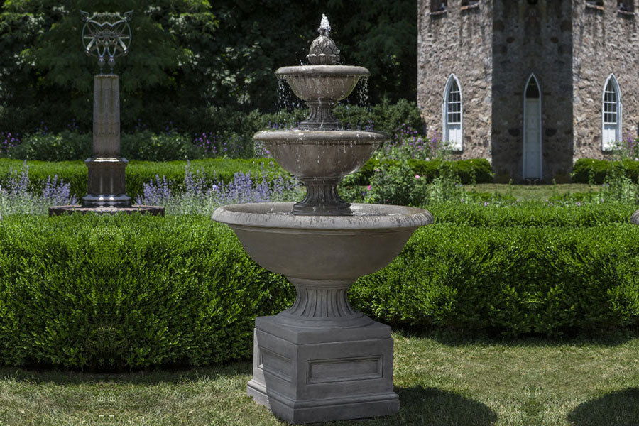 Fonthill Fountain in alpine stone in the backyard