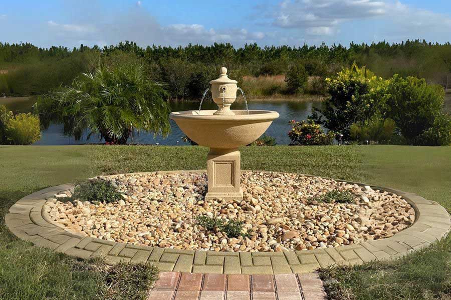 Rochefort Fountain in french limestone in the backyard