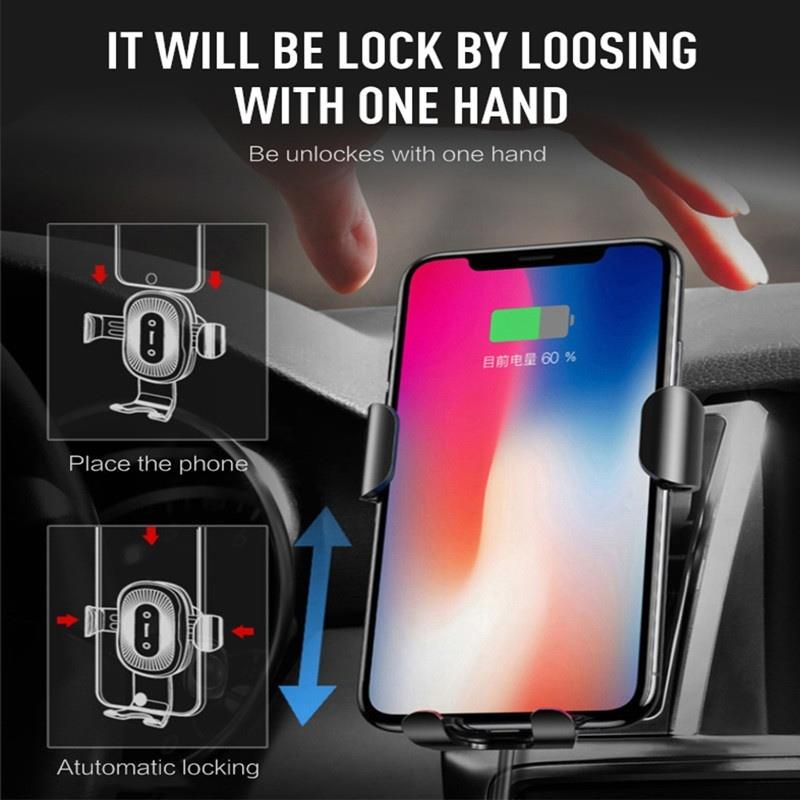 LOVEIT™ 10W Qi Wireless Fast Charger Car Phone Holder Automatic Clamping